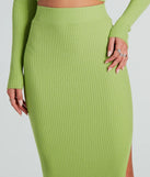 Twice The Love Rib Knit Midi Skirt