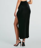 Chic Impression Velvet High Slit Midi Skirt