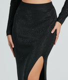Midnight Glitz Rhinestone High Slit Maxi Skirt