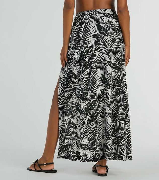 Tropical Vibes High Slit Wrap Maxi Skirt | Windsor