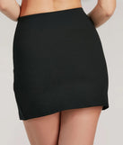 The Fabulous Fit Side Slit Knit Mini Skirt in black brings sleek style to any graduation outfit, from cap and gown to after-party.
