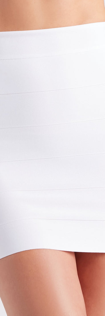 The Sleek And Snatched Bandage Mini Skirt is a trendy women's bottom, designed with modern details and alluring textures to complete chic outfits for 2025.