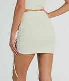 Create bold, fashion-forward looks for spring or summer with the All Day Darling High Rise Lace Mini Skirt in ivory, a must-have piece from Windsor’s collection of stylish bottoms for women.