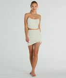 Effortlessly create party outfits or vacation-ready looks with the All Day Darling High Rise Lace Mini Skirt, one part of a versatile women's ivory matching set perfect for quick and easy outfit combinations from layering chic outfits to transitioning your look seamlessly.