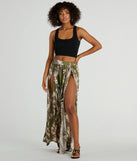 Tropical Breeze Printed Dual-Slit Maxi Skirt