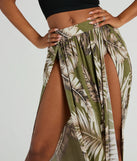 Tropical Breeze Printed Dual-Slit Maxi Skirt