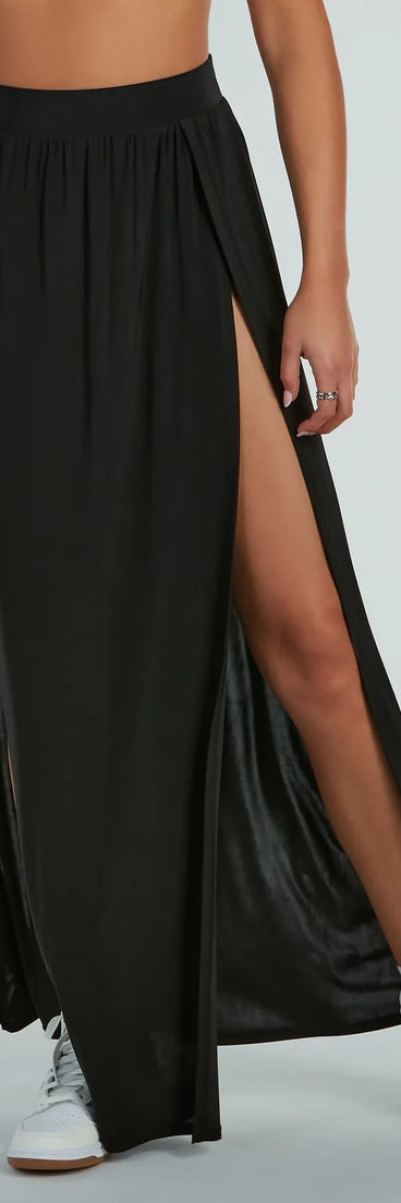 Statement Made High-Rise Dual-Slit Maxi Skirt