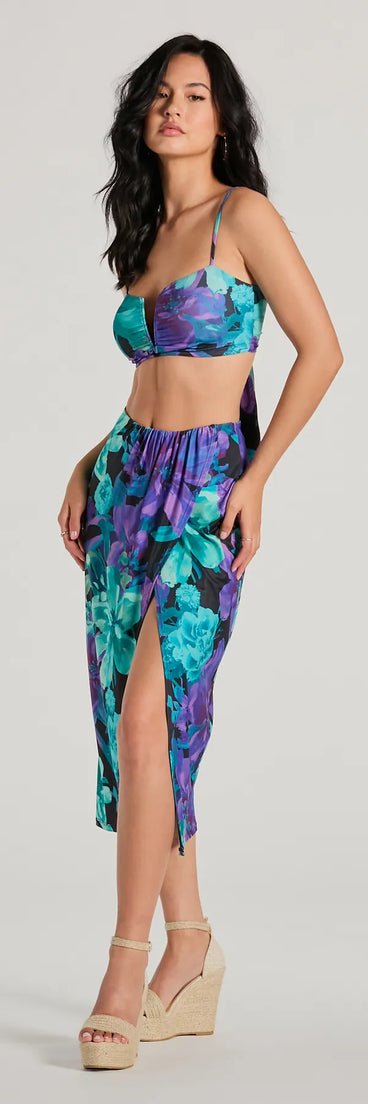 Tropical Vacay High-Rise Slit Midi Skirt