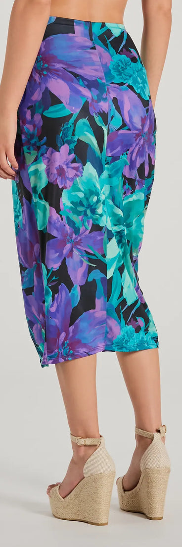 Tropical Vacay High-Rise Slit Midi Skirt