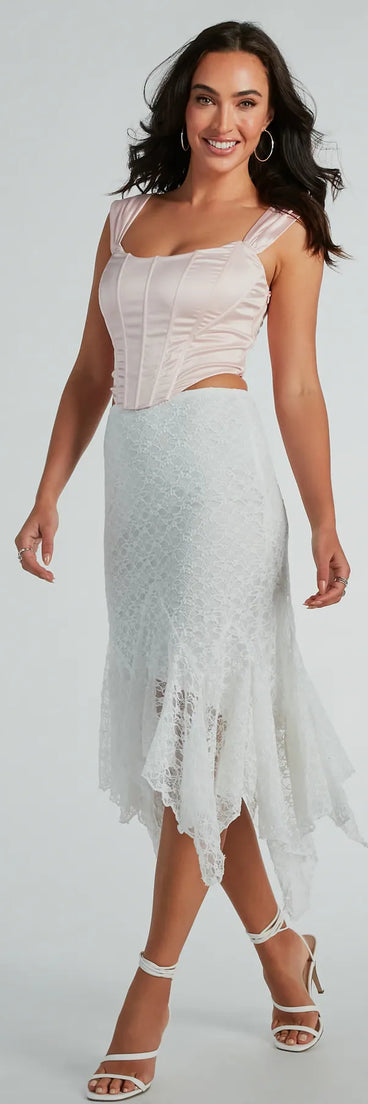 Romance Me High-Rise Hanky Lace Midi Skirt