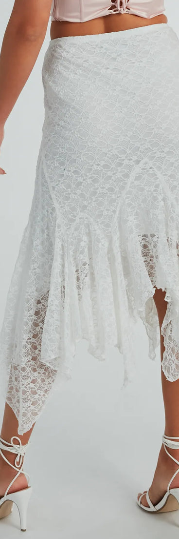 Romance Me High-Rise Hanky Lace Midi Skirt