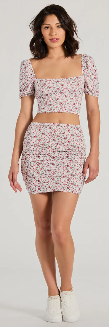 Two Cute High Rise Floral Mini Skirt