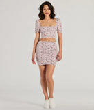 Two Cute High Rise Floral Mini Skirt