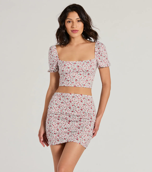 【韓国 RHEME】FLORAL MINI SKIRT Two Cute High Rise Floral Mini Skirt | Windsor
