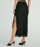 Effortlessly create party outfits or vacation-ready looks with the Alluring Dream High-Rise Lace Rosette Maxi Skirt, one part of a versatile women's black matching set perfect for quick and easy outfit combinations from layering chic outfits to transitioning your look seamlessly.