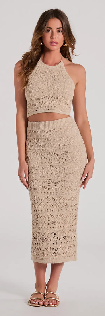 Blissful View High Rise Crochet Midi Skirt
