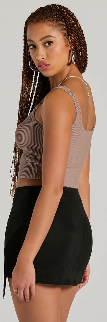 The Boho Flair High Rise Fringe Faux Suede Mini Skirt is a trendy women's bottom in black, designed with modern details and alluring textures to complete chic outfits for 2025.