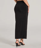 The Effortless Sleekness High Rise Slit Maxi Skirt is a trendy women's bottom in black, designed with modern details and alluring textures to complete chic outfits for 2025.