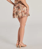 The Adorable In Floral Mesh Drop Waist Mini Skirt is a trendy women's bottom in brown, designed with modern details and alluring textures to complete chic outfits for 2025.