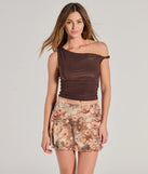 Create bold, fashion-forward looks for spring or summer with the Adorable In Floral Mesh Drop Waist Mini Skirt in brown, a must-have piece from Windsor’s collection of stylish bottoms for women.