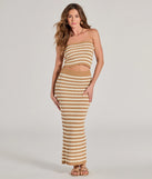 Seaside Cutie Striped Slit Knit Midi Skirt