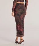 The Wild Blossom Abstract Print Maxi Skirt is a trendy women's bottom in brown, designed with modern details and alluring textures to complete chic outfits for 2025.