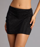 Glitzy Sheen Rhinestone Knit Mini Skirt