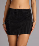Glitzy Sheen Rhinestone Knit Mini Skirt