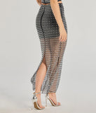 The All That Shines Rhinestone Fishnet Maxi Skirt is a trendy women's bottom in black, designed with modern details and alluring textures to complete chic outfits for 2025.