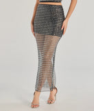 Look instantly put-together in the All That Shines Rhinestone Fishnet Maxi Skirt, part of a matching black clothing set designed for chic, no-fuss fall outfits.