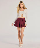 
Upgrade your style game for 2025 with the Trendy Twirl Pleated Ponte Skater Skirt in burgundy, perfect for any fashion-forward wardrobe.