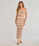 Retro Chic Wavy Striped Crochet Midi Skirt