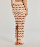 The Retro Chic Wavy Striped Crochet Midi Skirt is a trendy women's bottom in natural, designed with modern details and alluring textures to complete chic outfits for 2025.