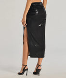Create bold, fashion-forward looks for spring or summer with the Sultry Does It High Rise Midi Skirt in black, a must-have piece from Windsor’s collection of stylish bottoms for women.
