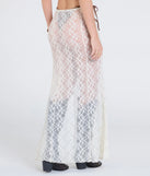 Create bold, fashion-forward looks for spring or summer with the Sheer Romantic High-Rise Slit Lace Maxi Skirt in ivory, a must-have piece from Windsor’s collection of stylish bottoms for women.