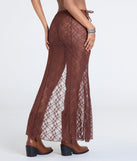 Create bold, fashion-forward looks for summer with the Sheer Romantic High-Rise Slit Lace Maxi Skirt in brown, a must-have piece from Windsor’s collection of stylish bottoms for women.