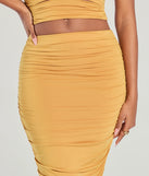 
Upgrade your style game for 2025 with the Coastal Escape High Rise Ruched Midi Skirt in gold, perfect for any fashion-forward wardrobe.
