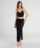Serve effortless style and scroll-stopping energy in the Bohemian Vibes Crochet Knit Maxi Skirt, part of a black matching clothing set that does the work for you with bold, polished vibes from top to bottom.