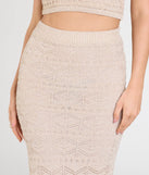 Create bold, fashion-forward looks for spring or summer with the Geometric Knit Midi Skirt in natural, a must-have piece from Windsor’s collection of stylish bottoms for women.
