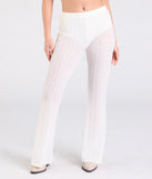 Create bold, fashion-forward looks for spring or summer with the Bohemian Chic Sheer Lace Flare Pants in ivory, a must-have piece from Windsor’s collection of stylish bottoms for women.