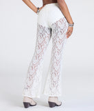 Pair the Sheer Fling Lace Flare Pants with your favorite crop or bodysuit for effortless warm-weather looks with on-trend ivory pants that speak your style.