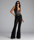 Choosing black pants means the Make A Statement Sheer Lace Flare Pants are your new power move—polished enough for plans, bold enough for the gram.