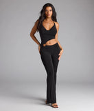 Step out in the Sultry Heat Cowl Halter Cutout Jumpsuit, a black jumpsuit made to elevate your vibe from brunch to after-dark plans with ease and polish.