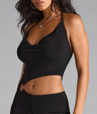 Step out in the Sultry Heat Cowl Halter Cutout Jumpsuit, a black jumpsuit made to elevate your vibe from brunch to after-dark plans with ease and polish.