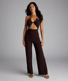 Pack light and style smarter in the Sleek And Sultry Halter Jumpsuit, a brown vacation outfit essential that blends breezy comfort with destination-ready detail.