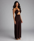 Designed for campus outfits, sleek workwear, and on-the-go moments, the Sleek And Sultry Halter Jumpsuit is a trendy brown bottom for women bringing effortless fall versatility.