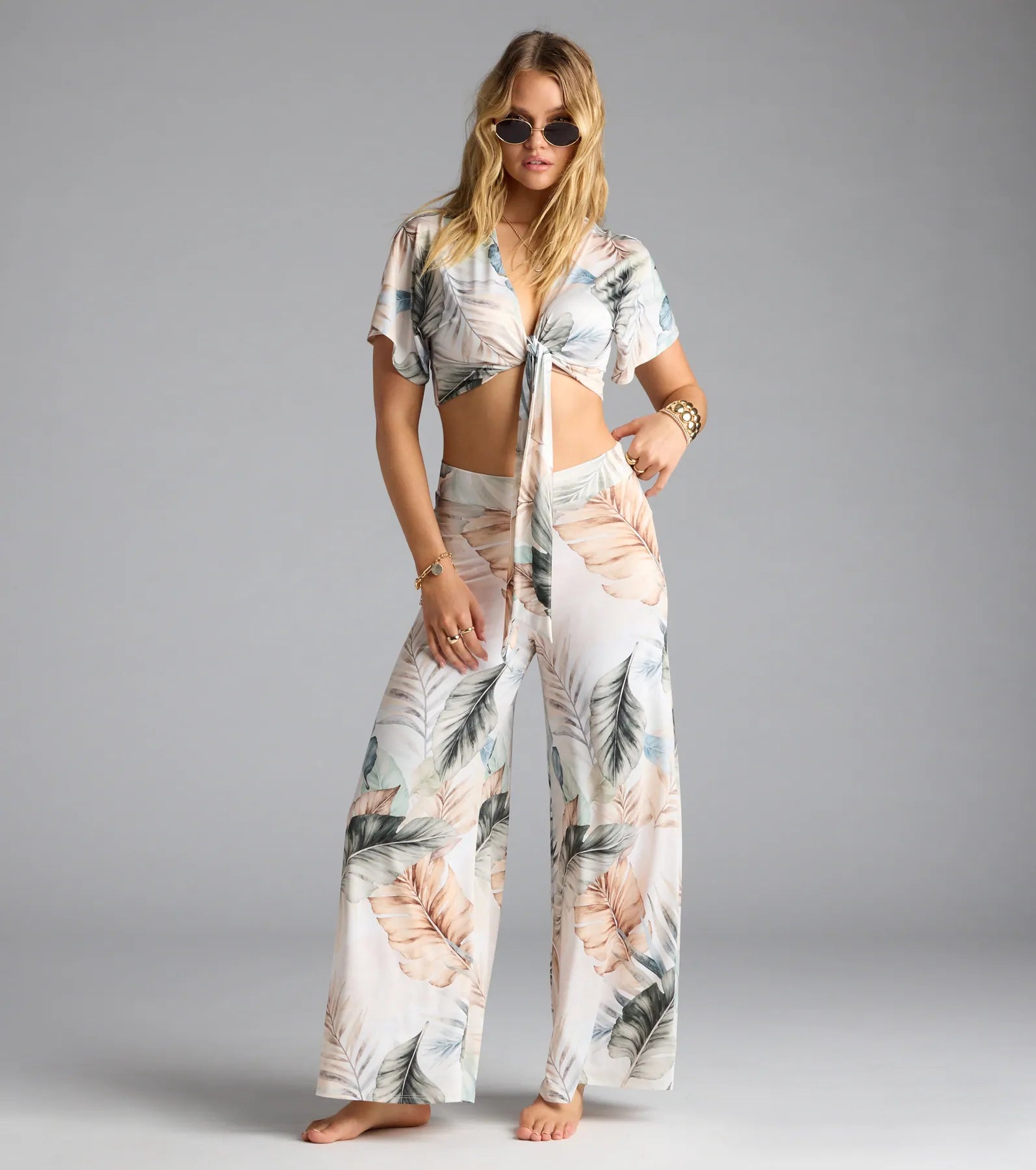 Mornings In Tulum Tropical Wide-Leg Pants | Windsor