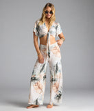 Choosing ivory pants means the Mornings In Tulum Tropical Wide-Leg Pants are your new power move—polished enough for plans, bold enough for the gram.