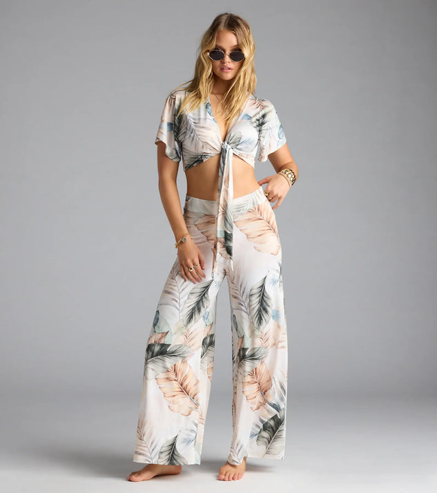 Choosing ivory pants means the Mornings In Tulum Tropical Wide-Leg Pants are your new power move—polished enough for plans, bold enough for the gram.