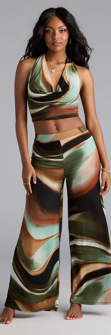 Serve effortless style and scroll-stopping energy in the Sultry Effect Abstract Wide-Leg Pants, part of a black matching clothing set that does the work for you with bold, polished vibes from top to bottom.
